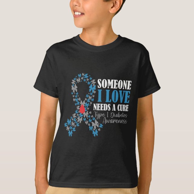 Butterfly T1D Diabetes Awareness Diabeties Support T Shirt (Framsida)