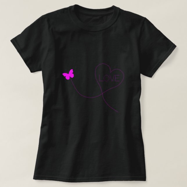 Butterfly T-Shirt with Heart - Kärlek (Design framsida)