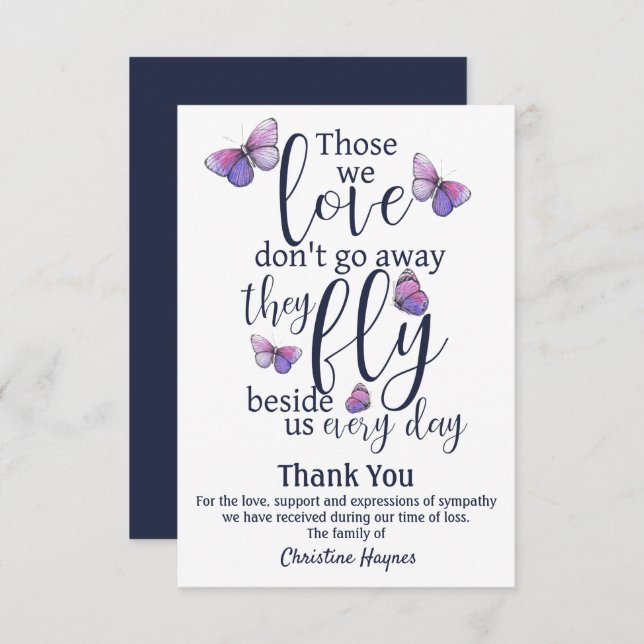 Butterfly Tack Funeral Sympathy (Fram/baksida)