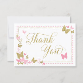 Butterfly - Tack, Rosa, Faux Guld Tack Kort