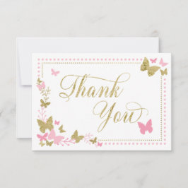 Butterfly - Tack, Rosa, Faux Guld Tack Kort