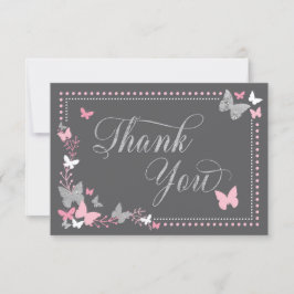 Butterfly - Tack, Rosa, Faux Silver Tack Kort
