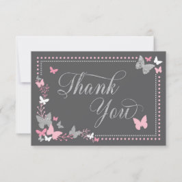 Butterfly - Tack, Rosa, Faux Silver Tack Kort