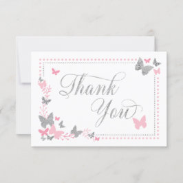 Butterfly - Tack, Rosa, Faux Silver Tack Kort