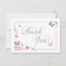 Butterfly - Tack, Rosa, Faux Silver Tack Kort
