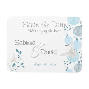 Butterfly Teal Blue Chrysanthemums Spara datumet Magnet