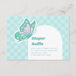 Butterfly Teal Diaper Raffle Baby Shower Tilläggskort