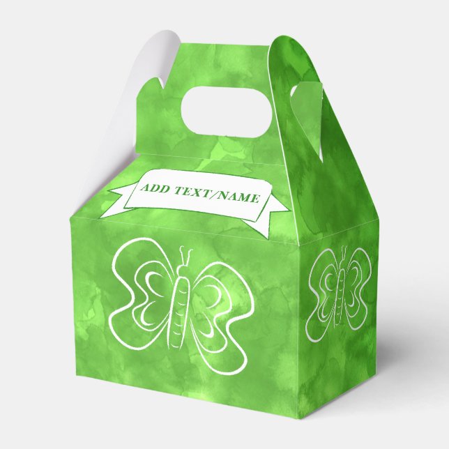 Butterfly Teckning Anpassningsbar Grönt Watercolor Presentaskar (Framsidan Sidan)