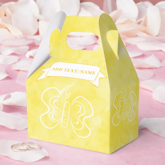 Butterfly Teckning Anpassningsbar Gult Watercolor Presentaskar (Bröllop)