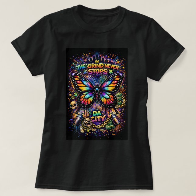 Butterfly Tees Co. Graffiti Fjäril Skjorta 004780 T Shirt (Design framsida)
