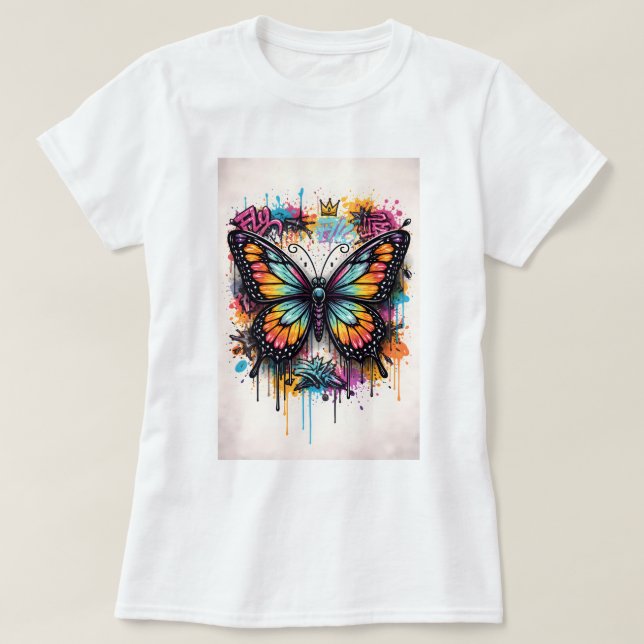 Butterfly Tees Co. Graffiti Fjärilskjorta 004782 T Shirt (Design framsida)
