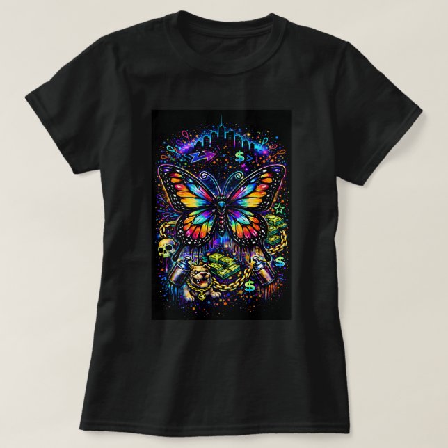 Butterfly Tees Co Graffiti Fjärilsskjorta 0047824 T Shirt (Design framsida)