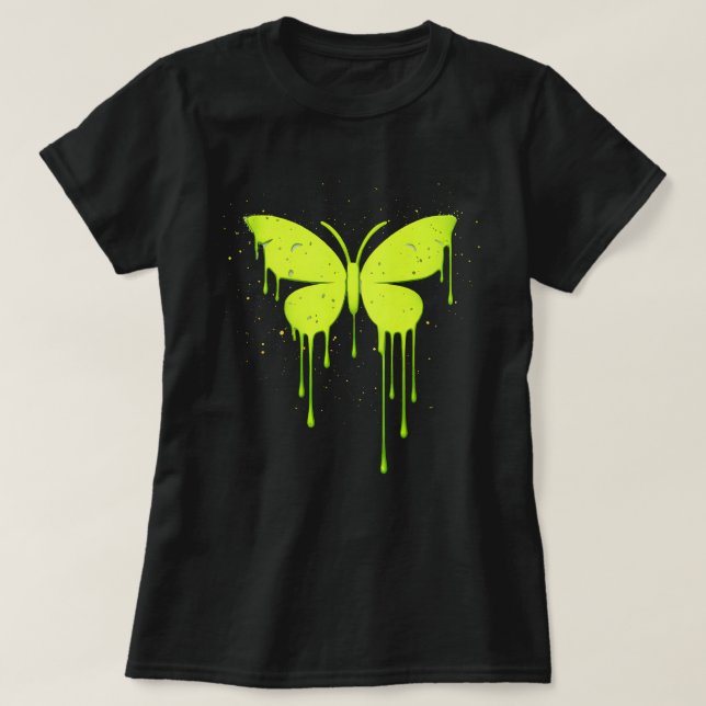 Butterfly Tees Co. Grön Fjäril Drip 0047733 T Shirt (Design framsida)