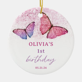 Butterfly-tema 1:a födelsedagspartiets fördel julgransprydnad keramik