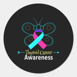 Butterfly Thyroid Cancer Ribbon Thyroid Cancer Awa Runt Klistermärke
