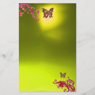 BUTTERFLY, topaz gult red rosa blue Brevpapper