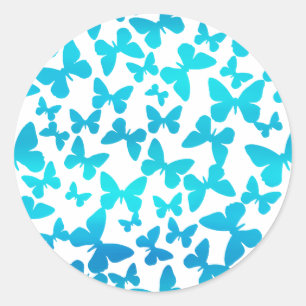 Butterfly Toss (Teal) Runt Klistermärke