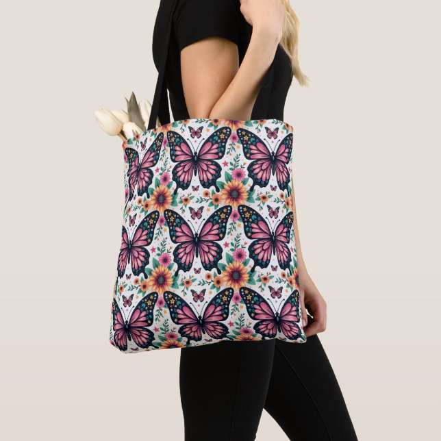Butterfly Tote Bag Tygkasse (Närbild)