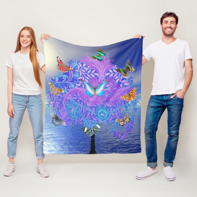 Butterfly Träd Fleece Blanket (På plats)