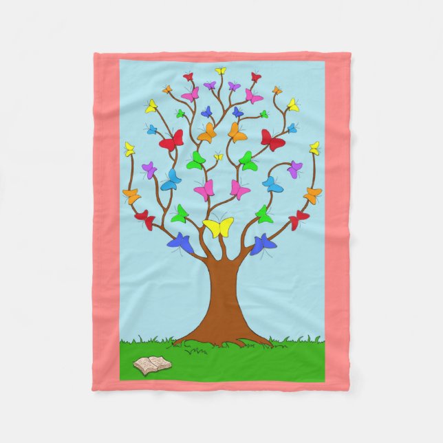 Butterfly Träd Fleecefilt (Framsidan)