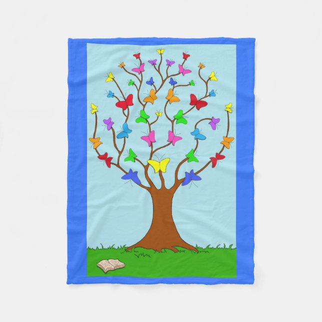 Butterfly Träd Fleecefilt (Framsidan)