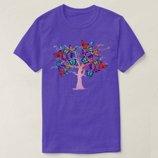 Butterfly Träd Vacker Butterfly älskare T Shirt (Design framsida)