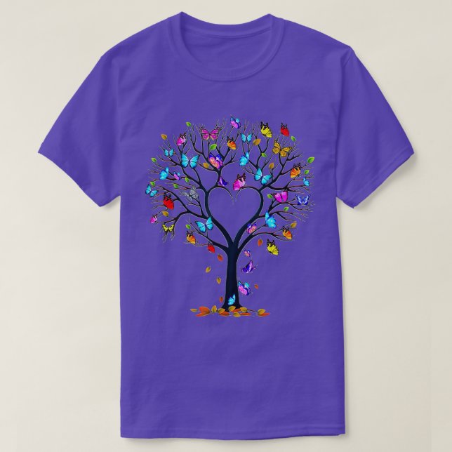 Butterfly Träd Vacker Butterfly Heart T Shirt (Design framsida)