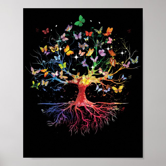 Butterfly Träd vackra Insektra Poster (Framsidan)