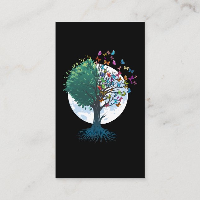 Butterfly Träd Women Girls Cute Butterflies Visitkort (Framsida)