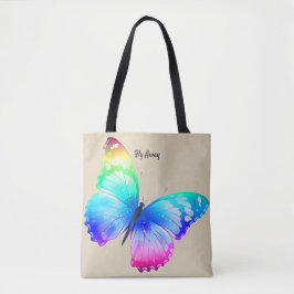 Butterfly Trasa Tote Market Bag Personalize Namn Tygkasse