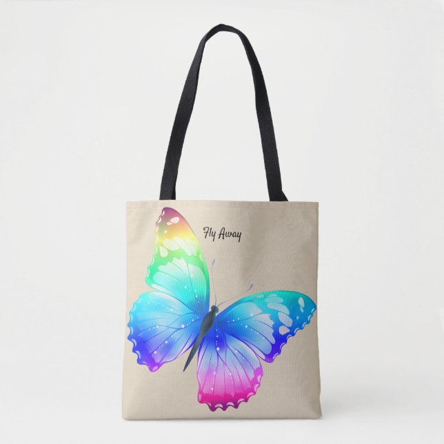 Butterfly Trasa Tote Market Bag Personalize Namn Tygkasse (Framsida)