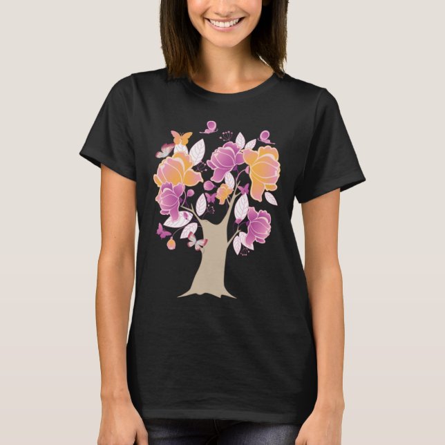 Butterfly Tree Beautiful Butterfly Tree Butterflie T Shirt (Framsida)