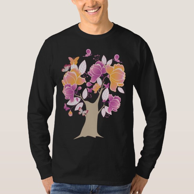 Butterfly Tree Beautiful Butterfly Tree Butterflie T Shirt (Framsida)