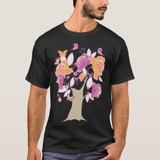 Butterfly Tree Beautiful Butterfly Tree Butterflie T Shirt (Framsida)