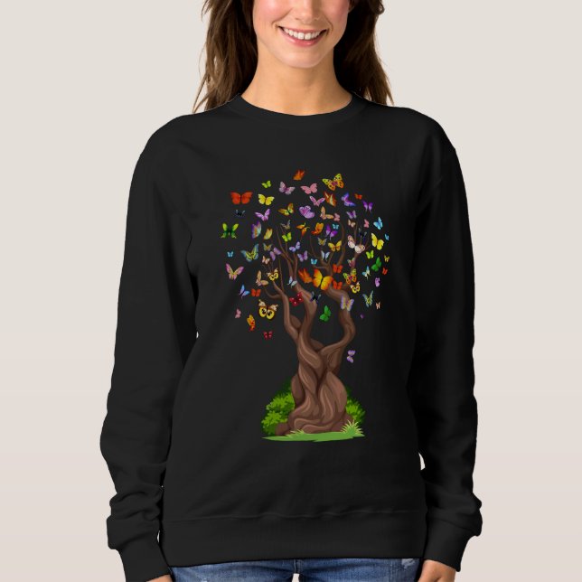 Butterfly Tree Beautiful Nature Butterfly T Shirt (Framsida)