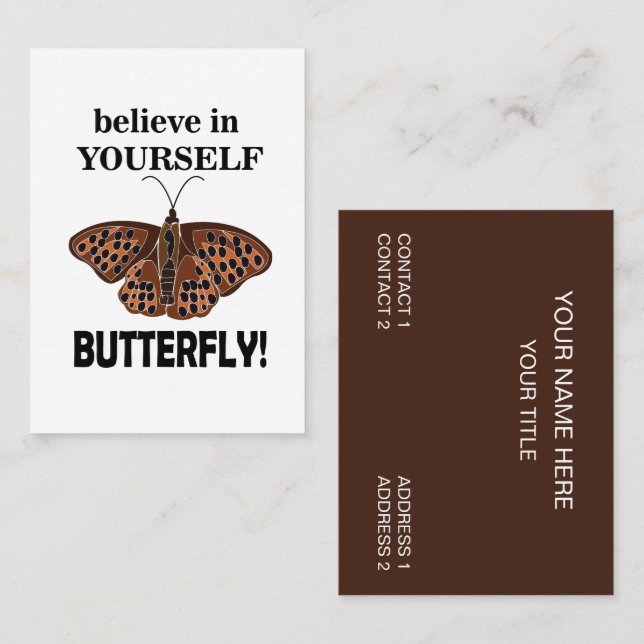 Butterfly tror på din egen fjäril visitkort (Fram/baksida)