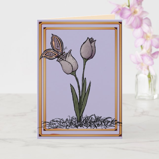 Butterfly Tulips Card Kort (Orkide)