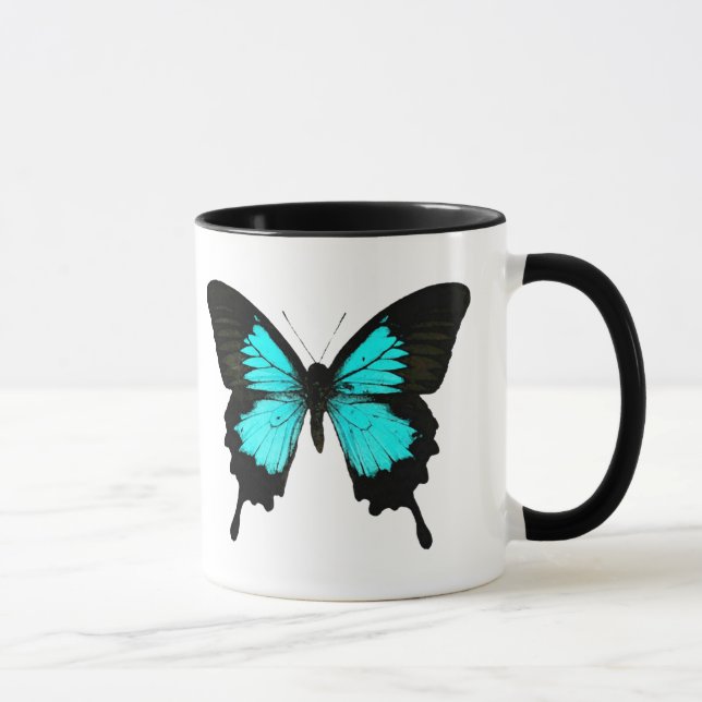 Butterfly - turkos blå och svart mugg (Höger)