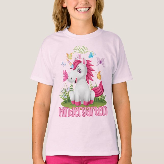 Butterfly Unicorn Kindergarten Back to school T Shirt (Framsida)