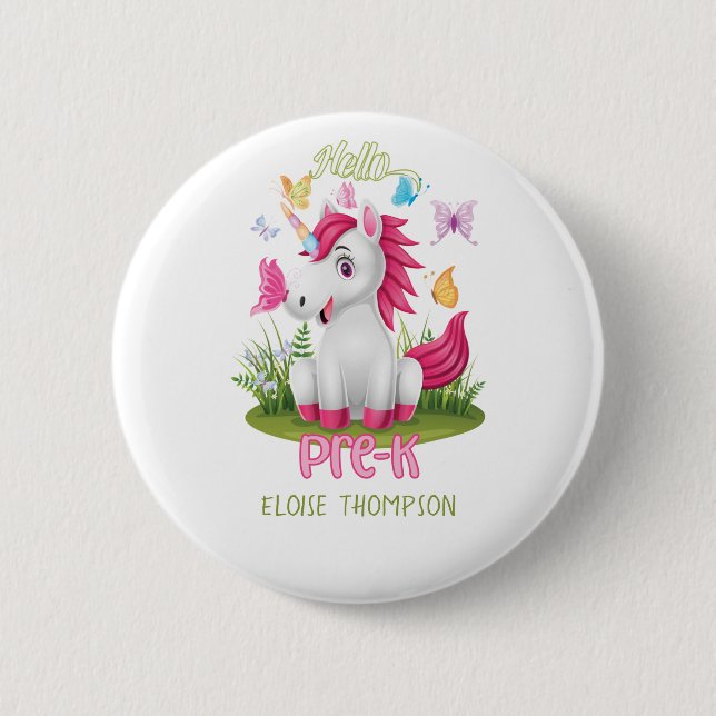 Butterfly Unicorn Pre-K 1:a dagen Back to school Knapp (Framsida)