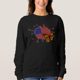 Butterfly USA flagga Cute Memorial Day American T Shirt