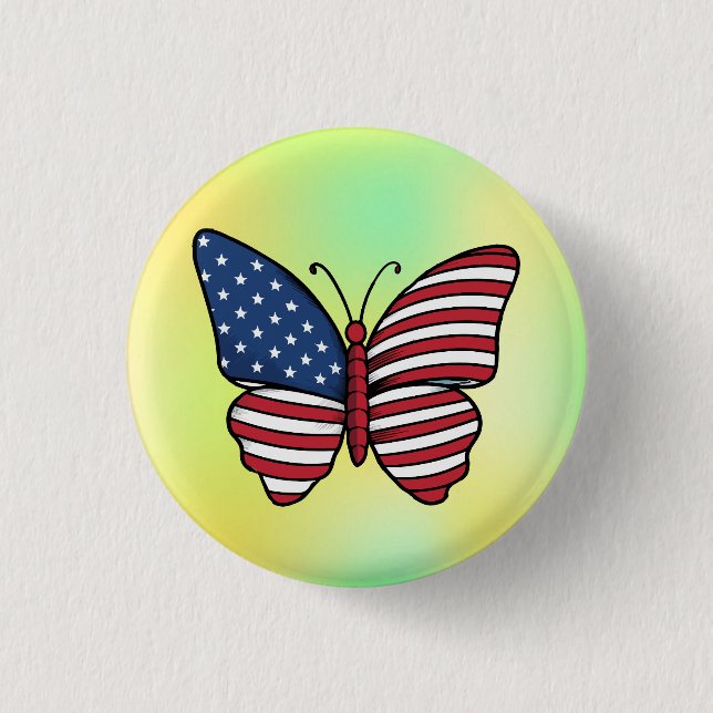 Butterfly USA flagga Sublication-62614 Knapp (Framsida)