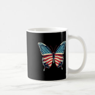 Butterfly USA flagga Vintage Cute American 4th of Kaffemugg