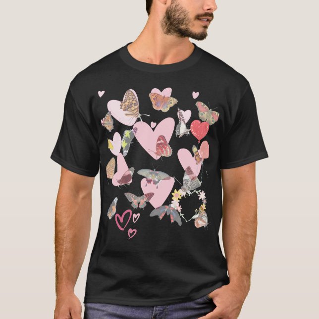 Butterfly Valentine Day Heart Kärlek T-Shirt (Framsida)