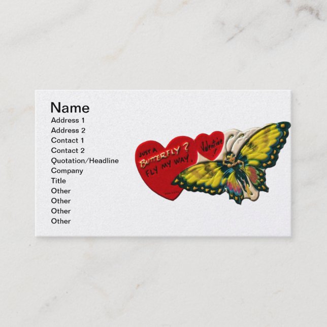 Butterfly Valentine - Flyg Away Visitkort (Framsida)