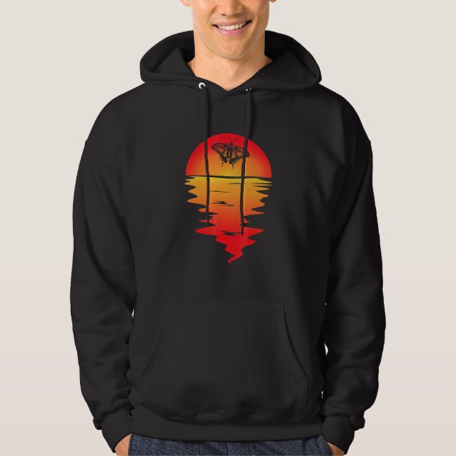 Butterfly Vaporwave Sunset Butter Fly Synthwave Hoodie (Framsida)