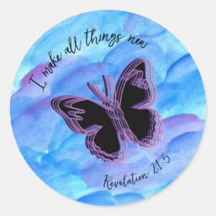 Butterfly Verse Sticker - Upptäckt 21:5 Runt Klistermärke