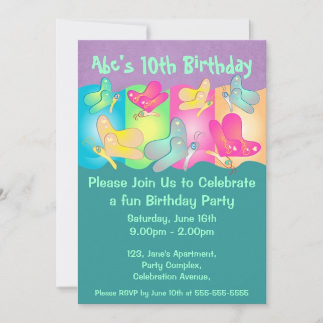 Butterfly-vibrationskort Inbjudningar (Framsida)