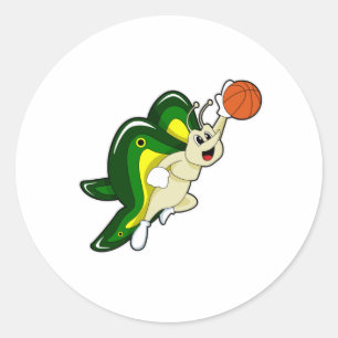 Butterfly vid Basketball Sports Runt Klistermärke