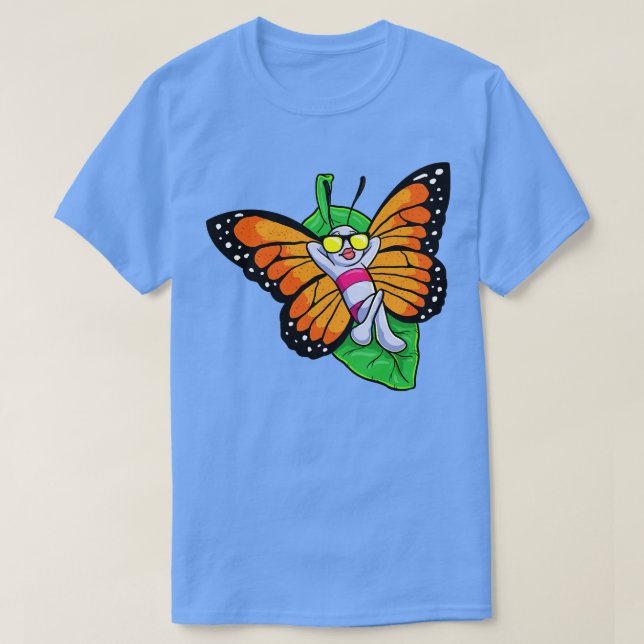 Butterfly vid sunbad med solglasögon t shirt (Design framsida)